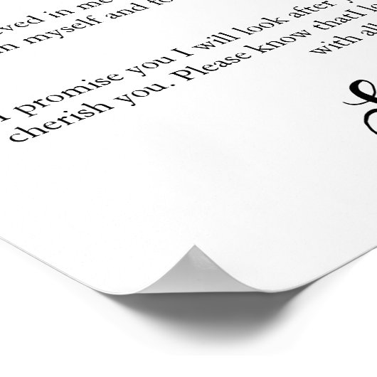 写真付きの結婚誓約書、結婚誓約書プリントギフト ポスター (角)