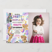 写真付きの編集可能なサファリ誕生日招待状 招待状 (正面)