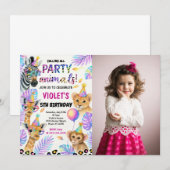 写真付きの編集可能なサファリ誕生日招待状 招待状 (正面/裏面)