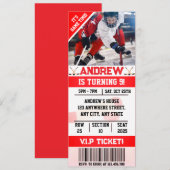 写真付きの編集可能なデジタルホッケー券の誕生日 招待状 (正面/裏面)