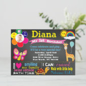 写真付きの誕生日ブラックボード招待状 招待状 (スタンド正面)