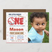 写真付きの野球の誕生日招待状 招待状 (正面/裏面)