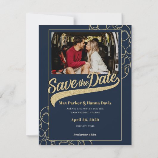 写真付きの野球のSave the Date セーブザデート (正面)
