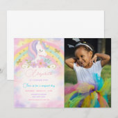 写真付きの魔法のユニコーン誕生日招待状 招待状 (正面/裏面)