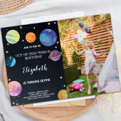 写真付きの黒い宇宙誕生日招待状 招待状