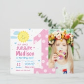 写真付きの1歳誕生日サンシャインパーティー招待状 招待状 (スタンド正面)