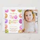 写真付きの2つの甘いドーナツ誕生日招待状 招待状 (正面)