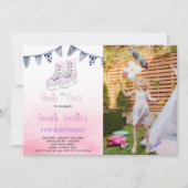 写真付きアイススケートの誕生日招待状 招待状 (正面)