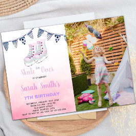 写真付きアイススケートの誕生日招待状 招待状