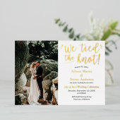 写真付きウェディングレセプションで結婚の報告 箔招待状 (立ち正面)