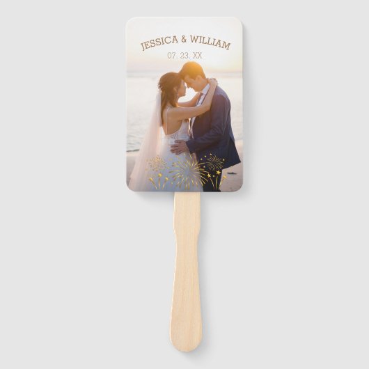 写真付きエレガントな結婚式のプログラム ハンドファン (正面)