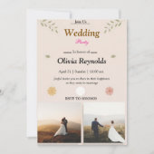 写真付きエレガントな結婚式パーティー招待状 招待状 (正面)