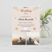 写真付きエレガントな結婚式パーティー招待状 招待状 (スタンド正面)