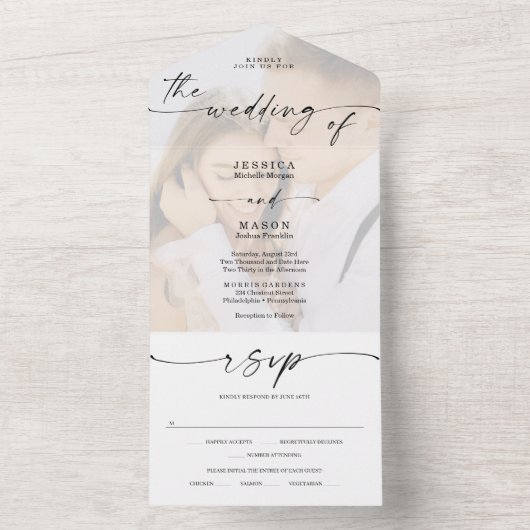 写真付きエレガントオールインワン結婚式招待状 オールインワン招待状 (内側)