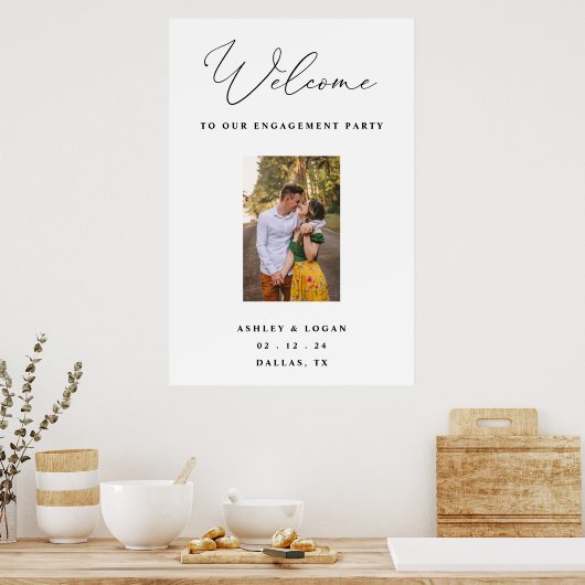 写真付きエンゲージメントパーティーウェルカムサイン ポスター (キッチン)