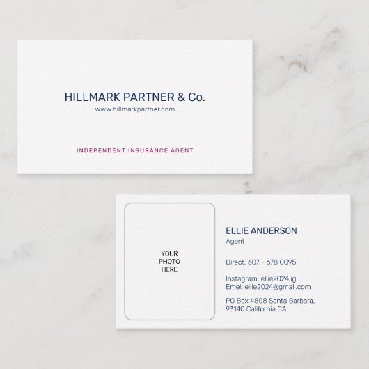 写真付きエージェントプロフェッショナルカパーソナライズされたード 名刺 (正面/裏面)