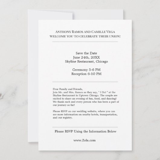 写真付きオーダーメイドの上品な結婚式招待状 招待状 (裏面)