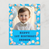 写真付きオーダーメイドの1歳誕生日カード ポストカード (正面)
