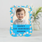 写真付きオーダーメイドの1歳誕生日カード 招待状 (スタンド正面)