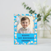 写真付きオーダーメイドの1歳誕生日メッセージ ポストカード (スタンド正面)