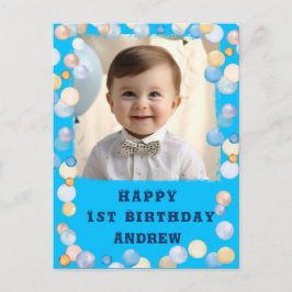 写真付きオーダーメイドの1歳誕生日メッセージ ポストカード