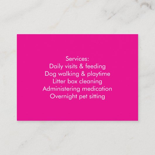 写真付きカスタマイズ可能ペットシッター名刺 名刺 (裏面)