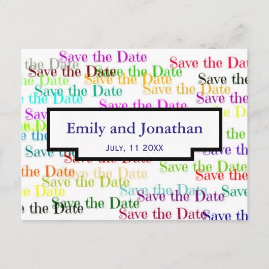 写真付きカラフル "Save the Date" - ポストカード (正面)