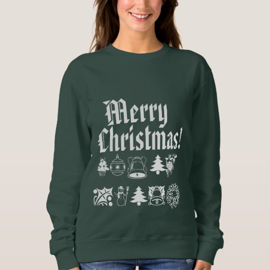 写真付きクラシックの手紙でメリークリスマス スウェットシャツ (正面)