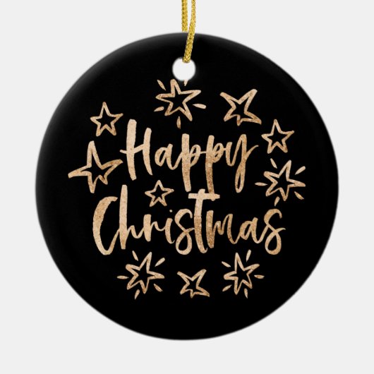 写真付きクリスマスオーナメントパーソナライズされたハッピン セラミックオーナメント (正面)