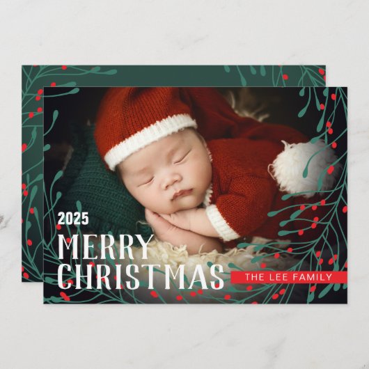 写真付きクリスマスカーパーソナライズされたド シーズンカード (正面/裏面)