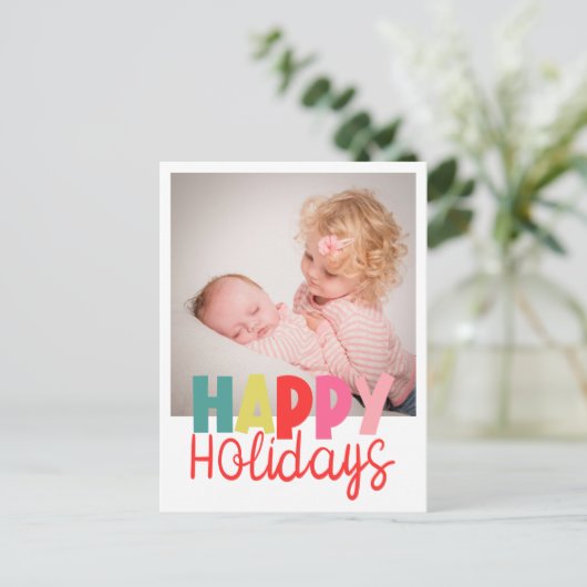 写真付きクリスマスグリーティングカード「ハッピー ホリデー」 ポストカード (スタンド正面)