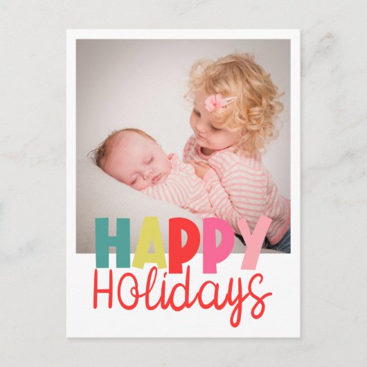 写真付きクリスマスグリーティングカード「ハッピー ホリデー」 ポストカード (正面)