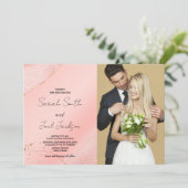 写真付きグリッター ピンクの結婚式招待状 招待状 (スタンド正面)