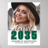 写真付きグリーン卒業パーティー看板 ポスター (正面)