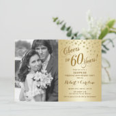 写真付きゴールドの60周年サプライズ - 60周年記念写真付きサプライズ招待状 招待状 (スタンド正面)
