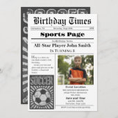 写真付きサッカー誕生日招待状 招待状 (正面/裏面)