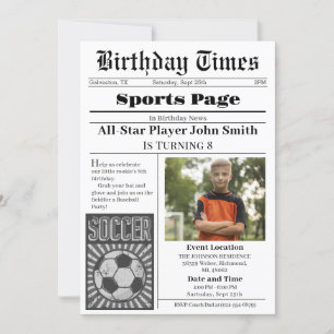 写真付きサッカー誕生日招待状 招待状