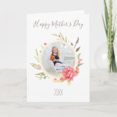 写真付きシンプルな水彩花の母の日カード カード (正面)