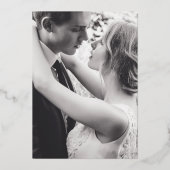 写真付きシンプルな鳩の結婚式バージンロード ウェディング 箔招待状 (裏面)