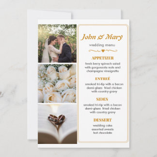 写真付きシンプルウェディングメニュー 招待状