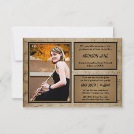 写真付きシートミュージック- 3x5 Gradアナウンス 招待状