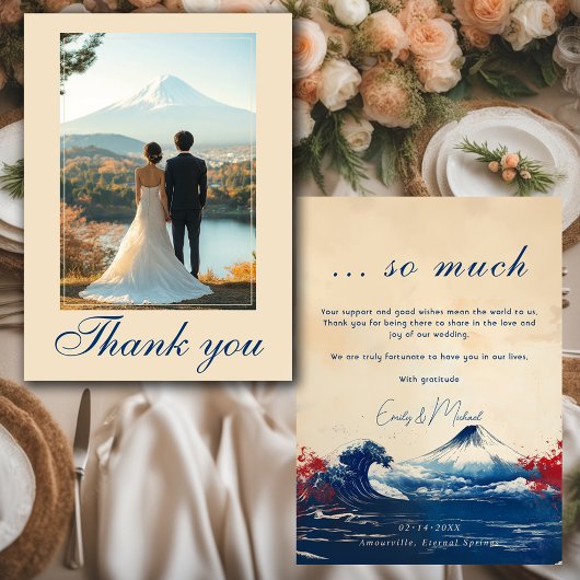 写真付きジャポネスク調和と富士山 サンキューカード