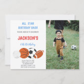 写真付きスポーツ誕生日招待状 招待状 (正面)
