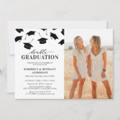 写真付きダブル卒業パーティー招待状 招待状 (正面)