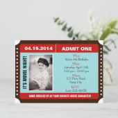 写真付きチケットスタイルの招待状 - 青と赤 招待状 (スタンド正面)