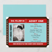 写真付きチケットスタイルの招待状 - 青と赤 招待状 (正面/裏面)