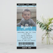 写真付きチケット招待状（青）- 劇・映画 招待状 (スタンド正面)