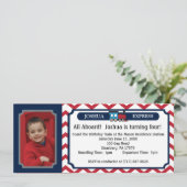 写真付きトレインチケット - 赤いチェvron 招待状 (スタンド正面)