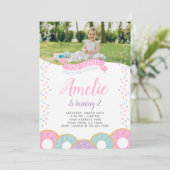 写真付きドーナツ誕生日招待状 招待状 (スタンド正面)