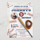 写真付きパーソナル野球誕生日 招待状 (正面/裏面)